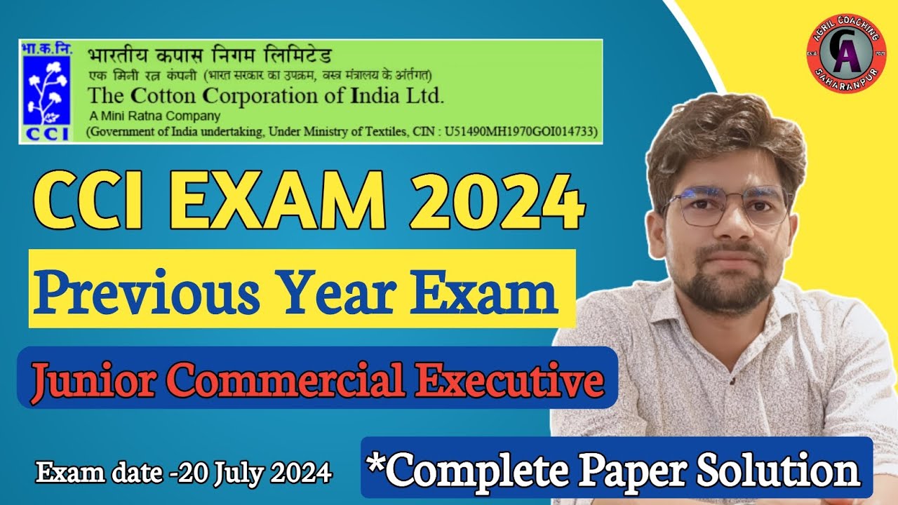 CCI PREVIOUS YEAR EXAM 2024 | Junior Commercial Executive | Complete Paper Solution | CCI 2025