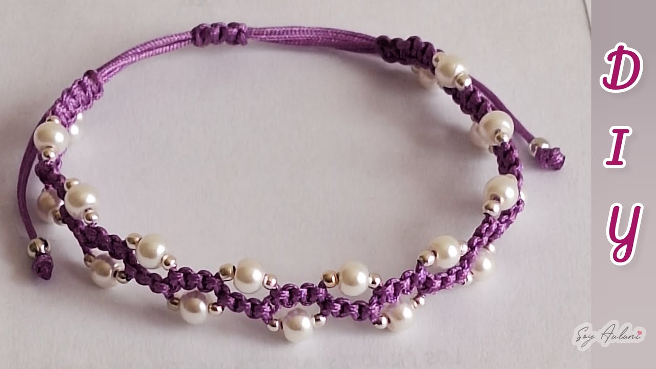 Tutorial Macramé: Cómo Hacer Pulsera con Nudo Plano y Perlas