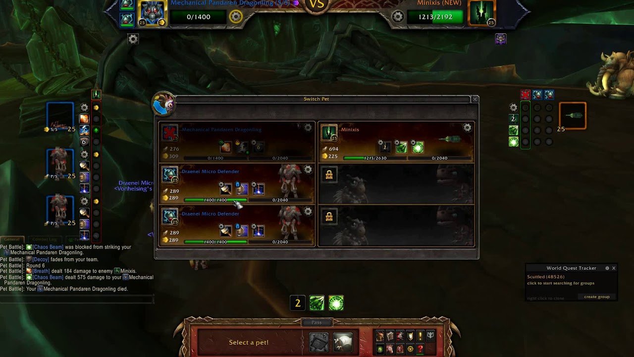 WOW - pet battle Minixis VS  Mechanical