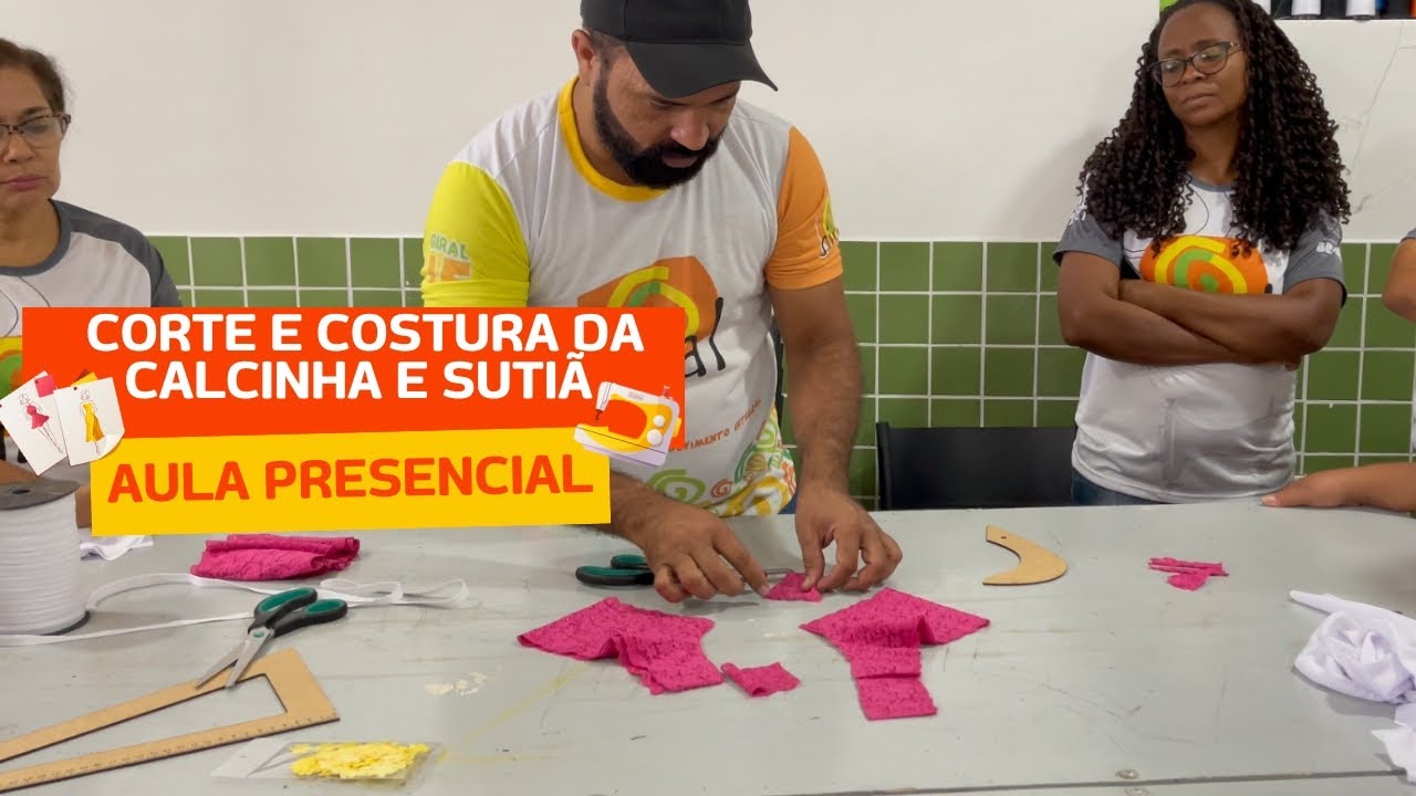 CORTE E COSTURA DA CALCINHA E SUTIÃ AULA PRESENCIA#corteecostura #modelagemecostura