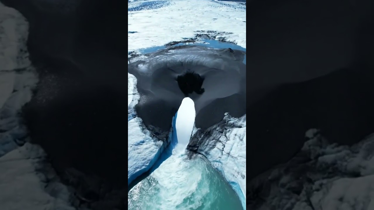 🚨 Unbelievable: Hidden Glacier Hole Opens! Shocking Power of Nature's Ultimate Drain. #fyp