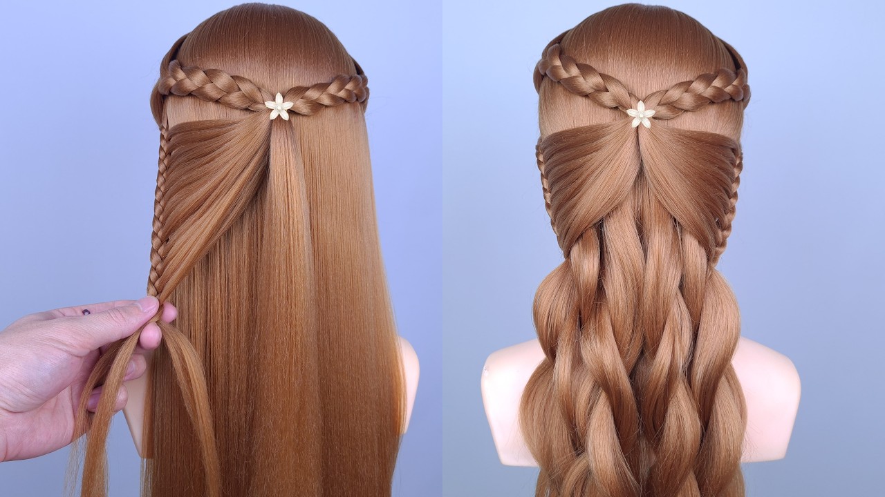 Очень простая и красивая прическа для девушек | Простой и стильный урок по созданию свадебной при...