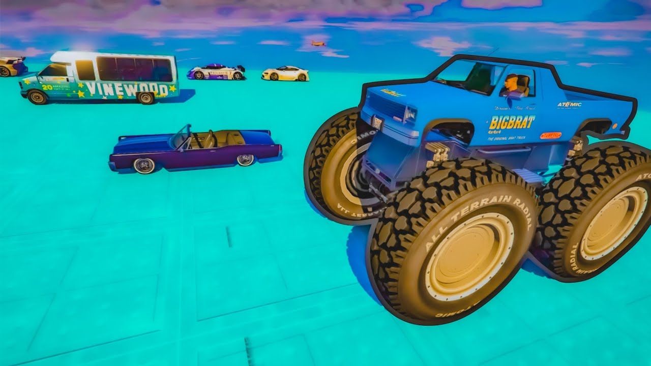 GTA V | BIGBRAT Monster Truck Tries To Get Through Tube Tracks With Super Speeders Inside