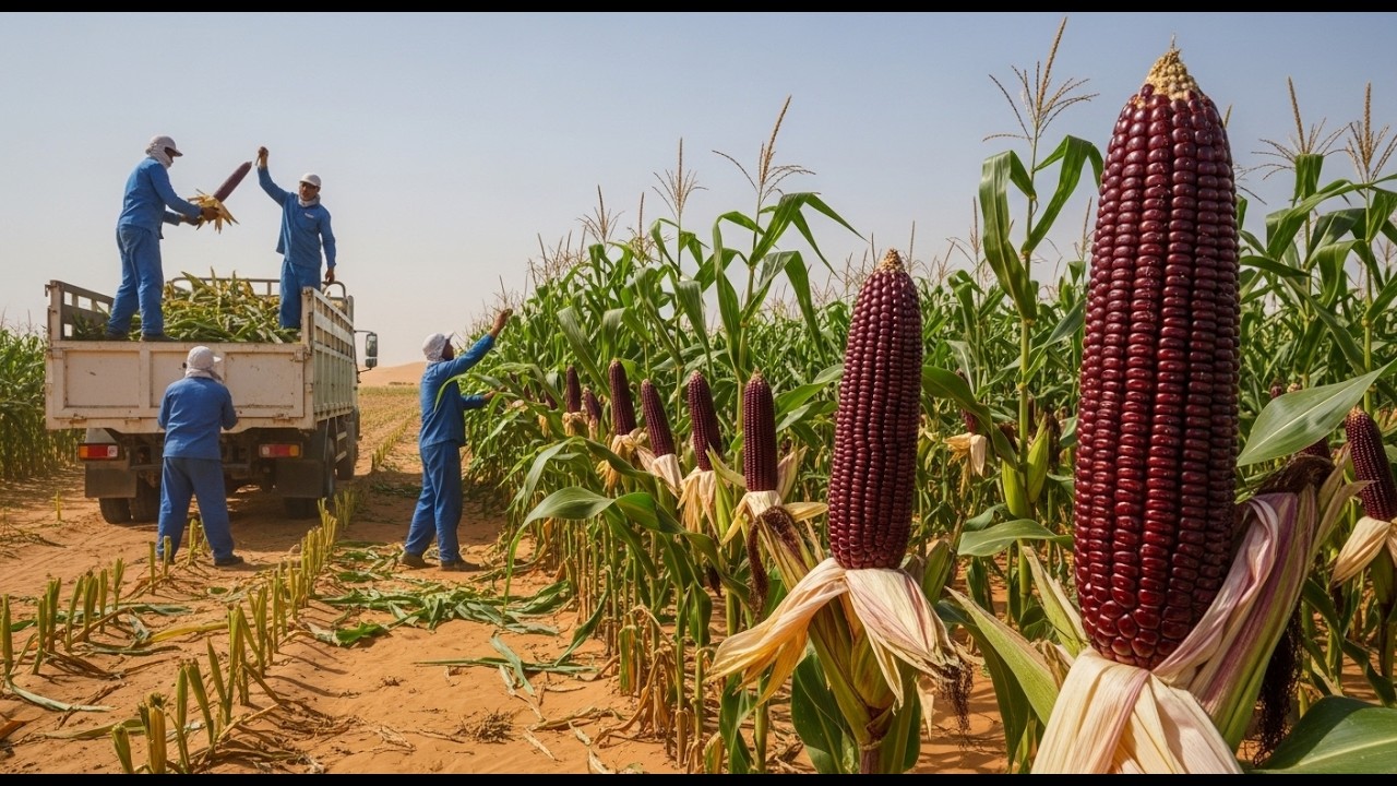 Inside Modern Desert Purple Corn Farming | From Water Discovery to Harvest & Supermarket Sales