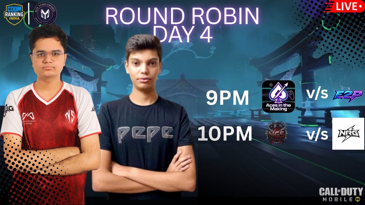 CODM Ranking India T2 MATCH SCHEDULE🕘 9:00 PM -ACES IN THE MAKING 🆚 E2P🕙 10:00 PM –NEW GEN SIU 🆚 NRG