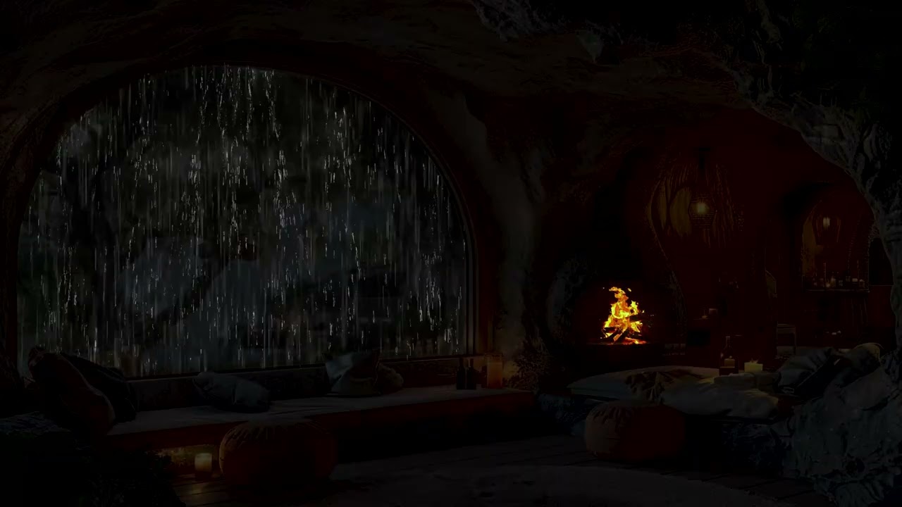 Sleep Better with Relaxing Rain and Fireplace Sounds | Meditation, Stress Relief, Focus and Rest