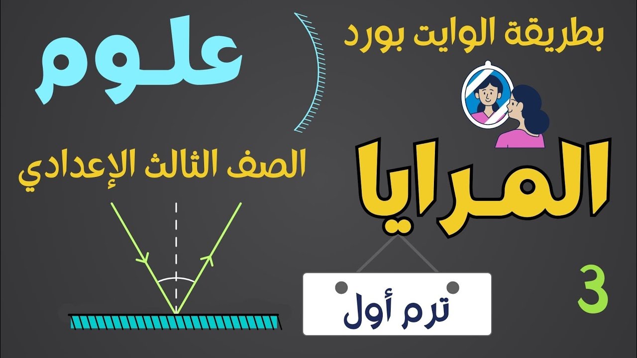 تابع3 والاخير👈 شرح درس المرايا طريقة رسم المرايا وحل المسائل علوم الصف الثالث الاعدادى الترم الاول