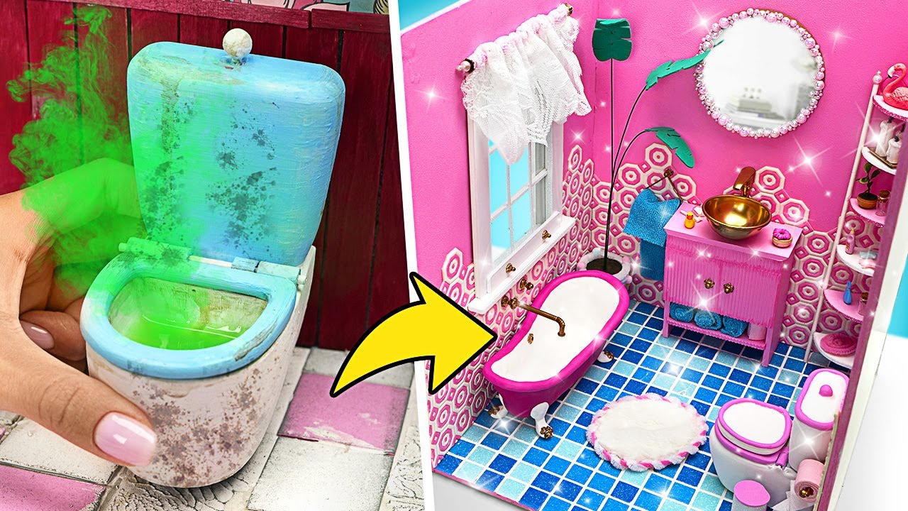 Incredibile Trasformazione Del Bagno Delle Bambole || Creativit&agrave; Fai Da Te!
