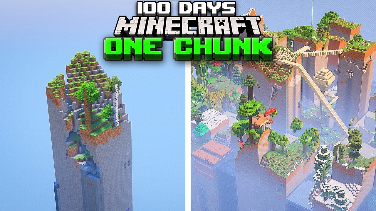 I Survived 100 Days on ONE CHUNK in Minecraft