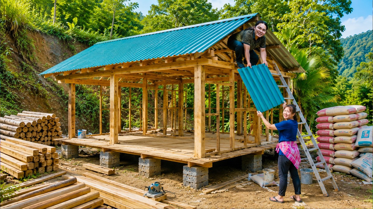 The Roof Is Finally On &mdash; Our Wooden House on New Land Is Taking Shape | SURVIVAL ALONE