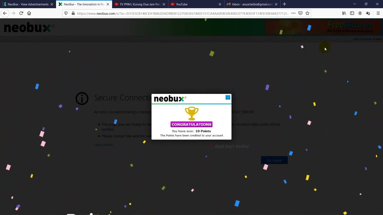Neobux Adprize 10 points, 25 cent and 50 cent