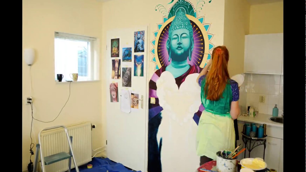 Making a buddha mural painting - TIMELAPSE!