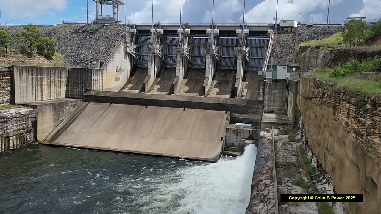 Minor water release Wivenhoe Dam, Queensland, Australia. 11th January 2025.