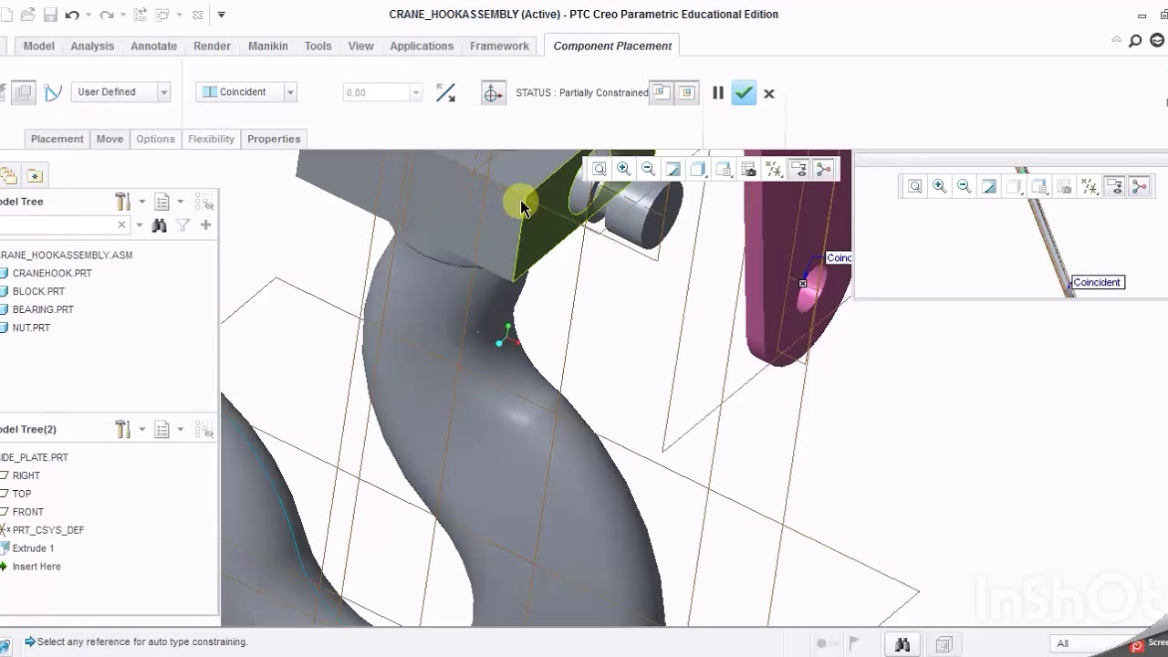 Assembly of crane hook in Creo