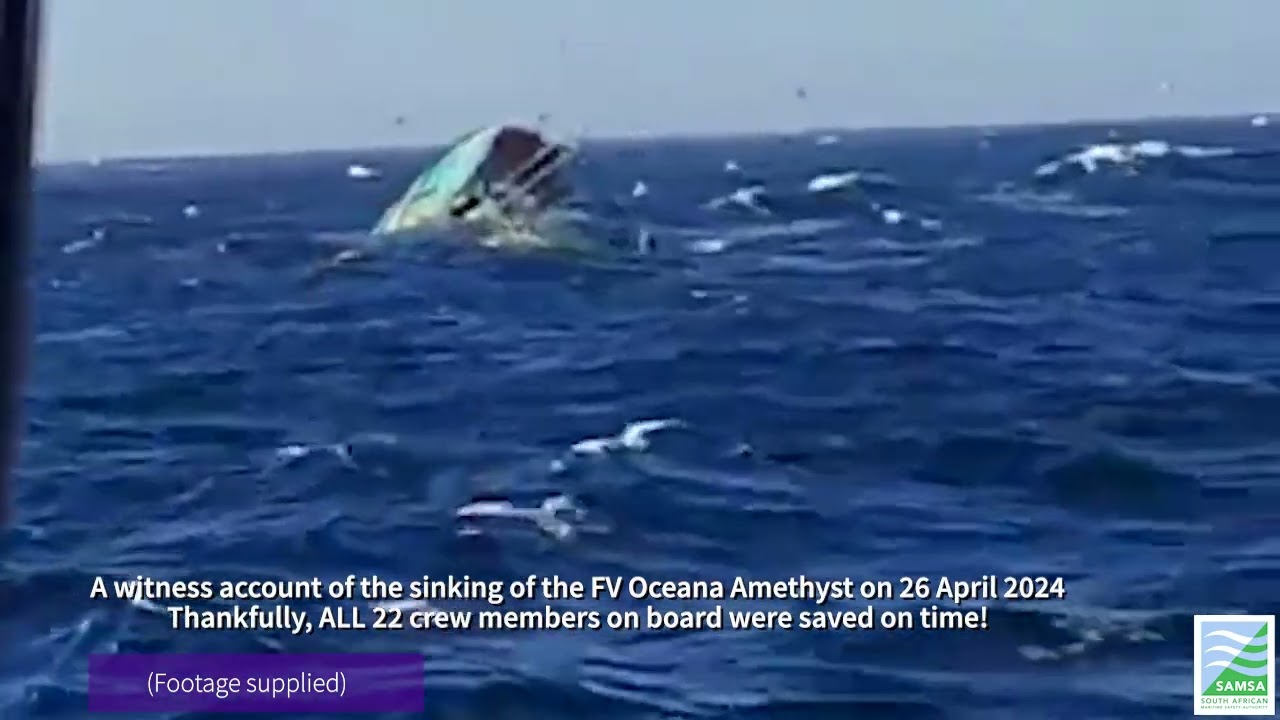 Sinking fishing vessel. Cape West Coast. South Africa 26 April 2024