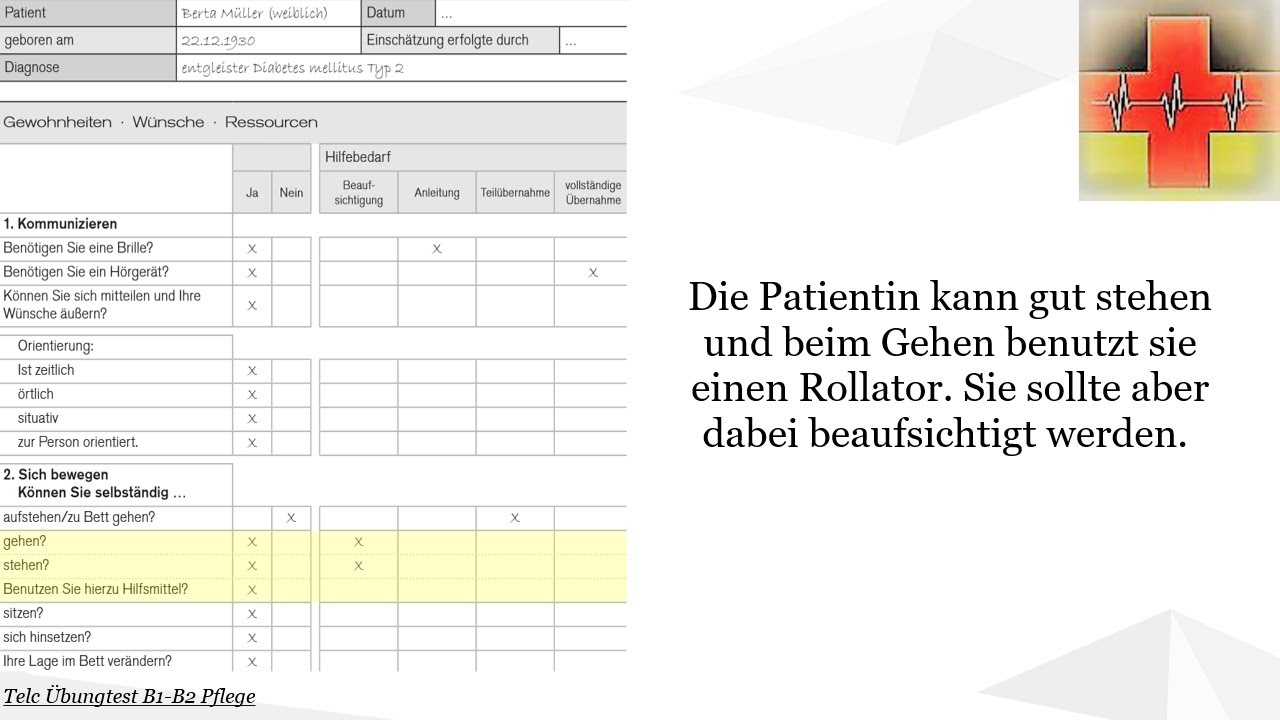 TELC Deutsch f&uuml;r Pflege I Aufnahmebericht schreiben B2 ✍️ 🌟