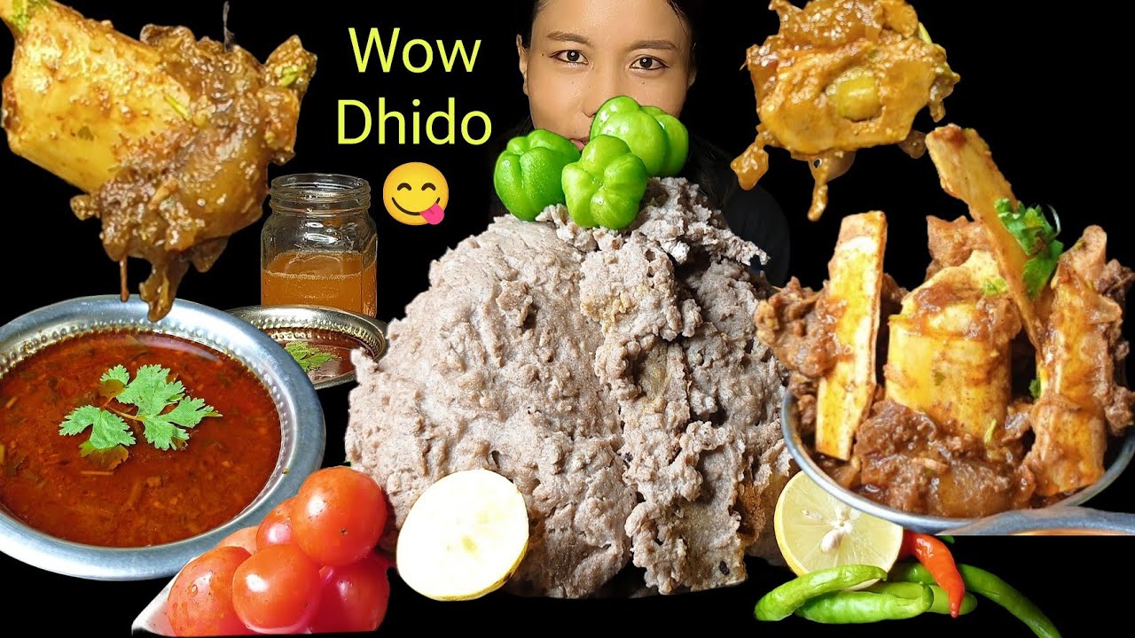 Eating Spicy Big Mutton Boneless😋 With Jaau Ko Dhido Yummy Mutton Curry King Chilli Eating Show |