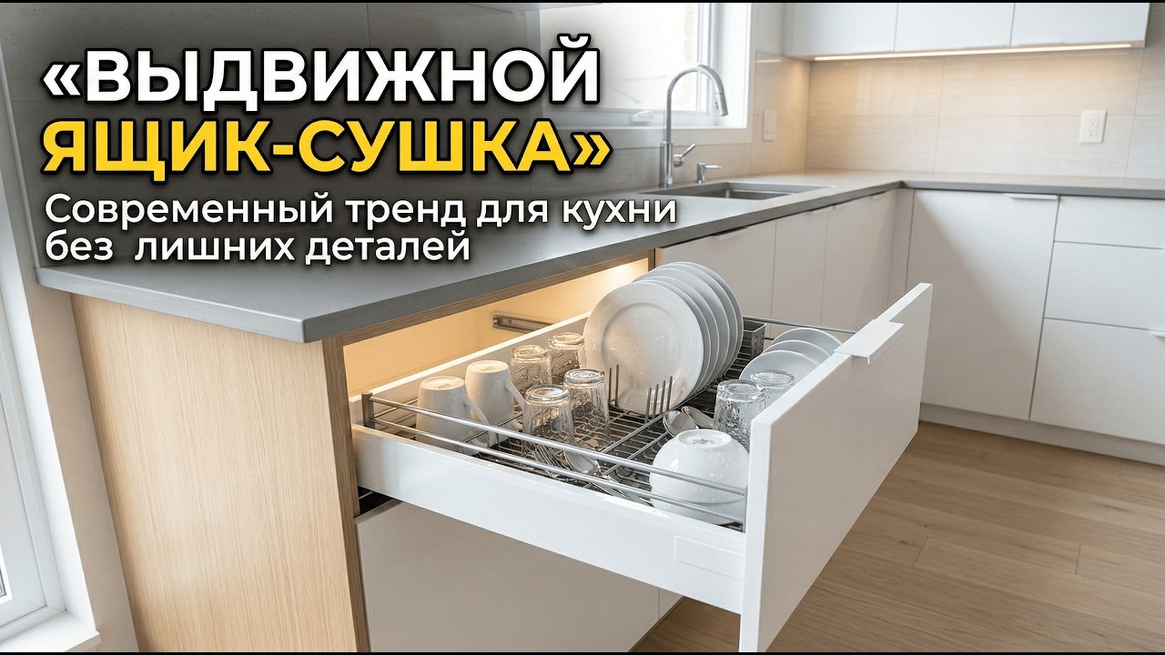Выдвижной ящик-сушка: современный тренд для кухни без лишних деталей