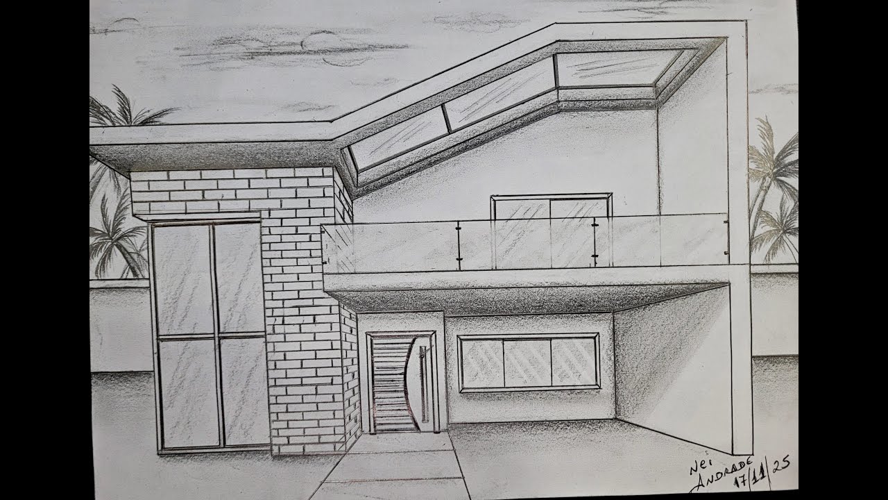Como Desenhar Casa Moderna. #aulasdedesenho #cursodedesenho #comodesenharcasas