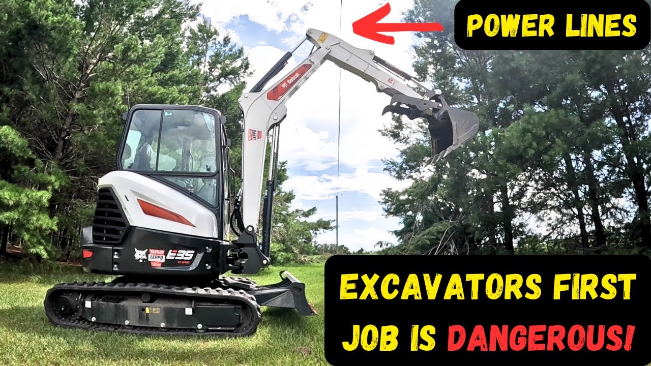 Мини-экскаватор ОПАСЕН! Первая работа! Bobcat E35