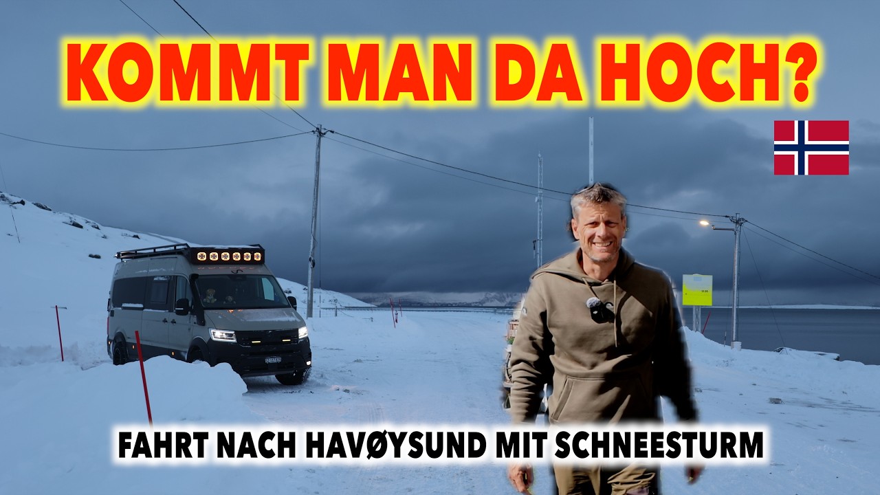 #1304 BERGPR&Uuml;FUNG & SCHNEEFALL😳 ! ATs im Winter | Fahrt nach Hav&ouml;ysund & Dorf, View Point,  Norwegen