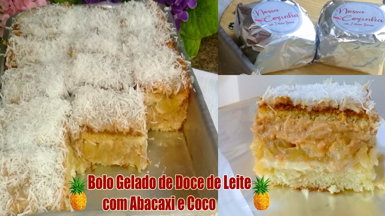 Bolo Gelado de Doce de Leite com Abacaxi e Coco ! Aula Completa! Massa, Calda, Recheios e Montagem !