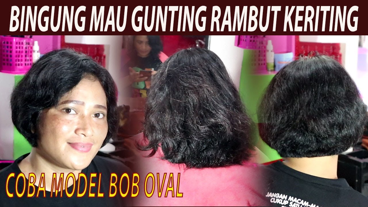 Rambut keriting ikal Digunting Pendek Model BOB Oval