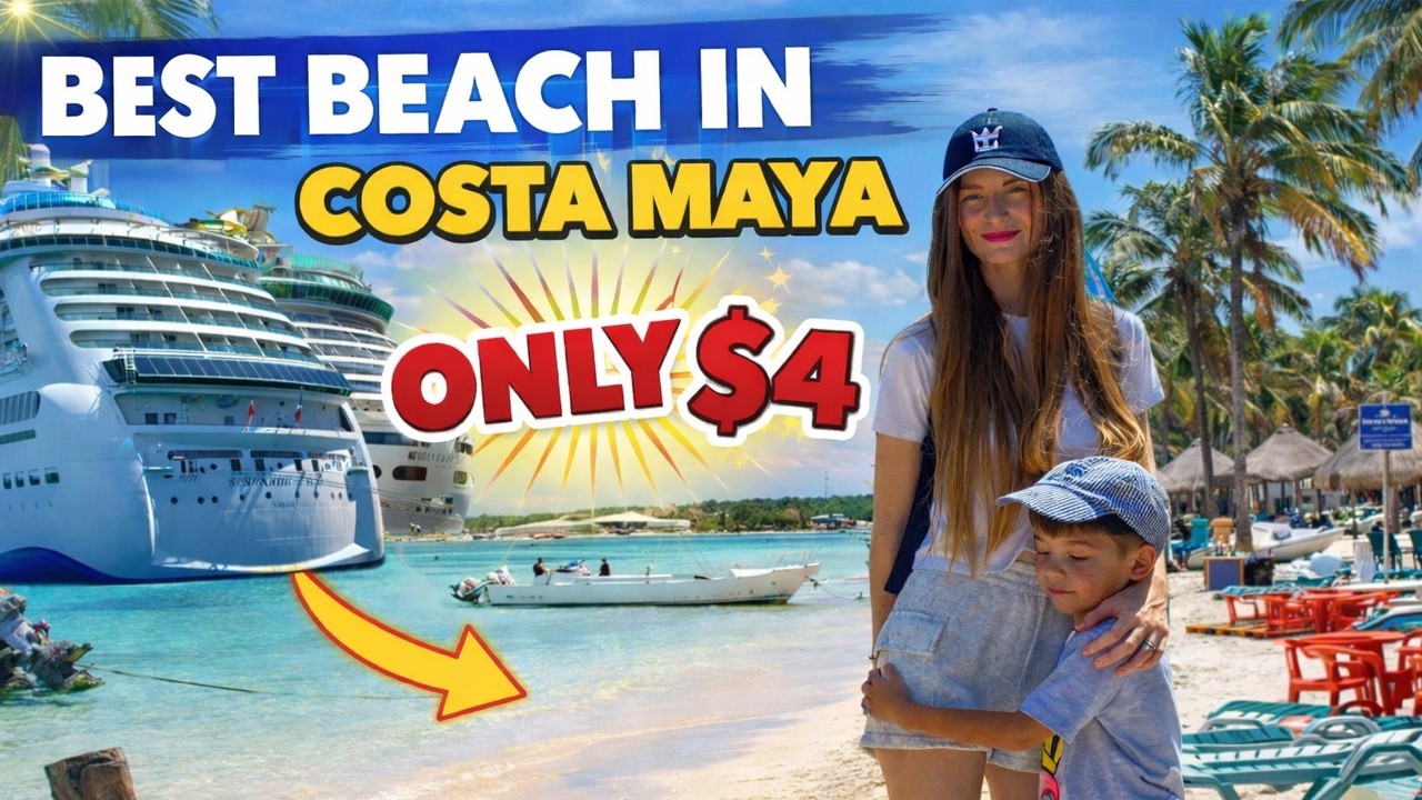 How to get to the best beach in Costa Maya Mexico for ONLY $4 from the Cruise Port. Mahahual Beach.
