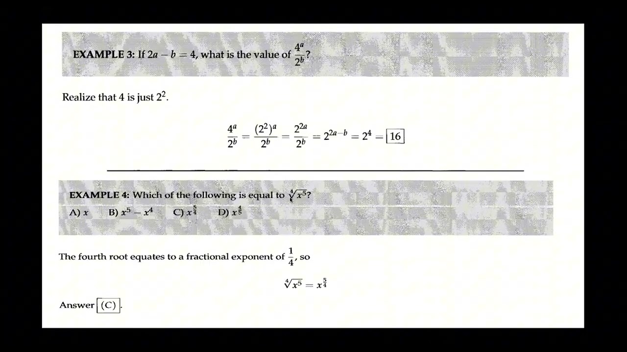 SAT Math Chapter 1: Exponents and Radicals