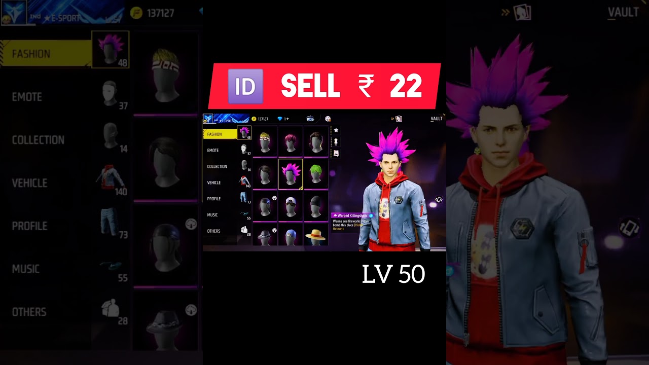 FREE FIRE 🎯 ID Sell ₹ 22 LV 50 PESET ALIGHT😈💥MOTION FF💥🎶l1🤡 PANDA🤡  DES||NER R6 GAMER FF VIRAL! FF Z