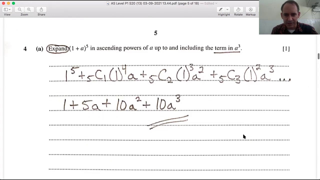 Cambridge AS Level Pure Math 1 May/June 2020 Paper 13