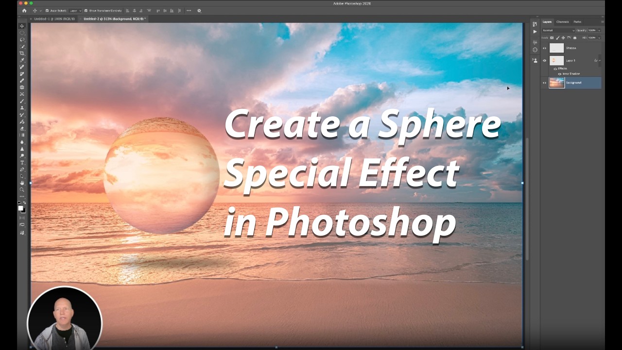Создание сферы в Photoshop с помощью спецэффектов.