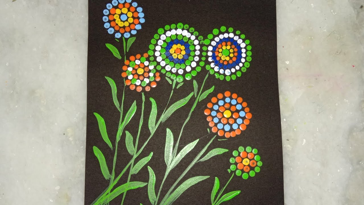 Cotton bud painting for kids / Activity for kids / Flowers painting by cotton buds