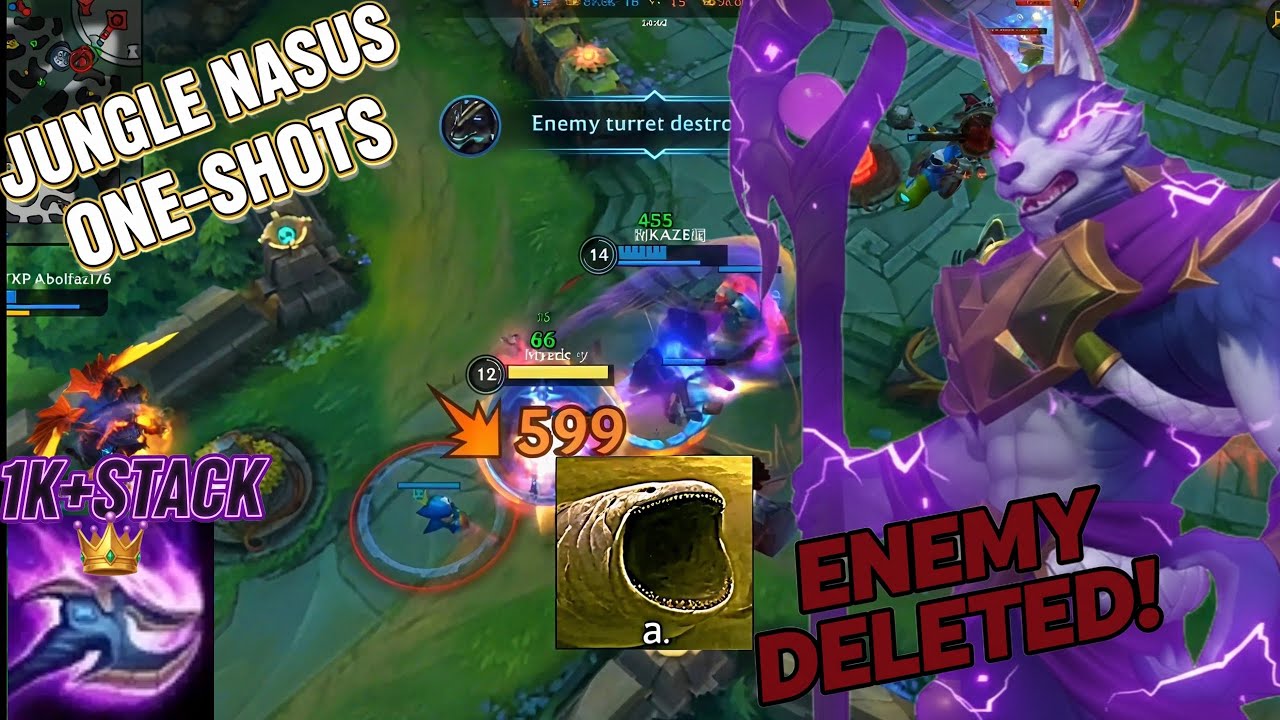 Sovereign Nasus ONE-SHOTS! 1000+ Stack Jungle/Top Build & Guide (Wild Rift)