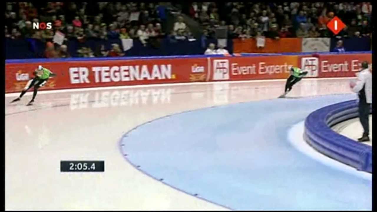 Sven Kramer met een baanrecord van 6.10.37 op de 5 kilometer