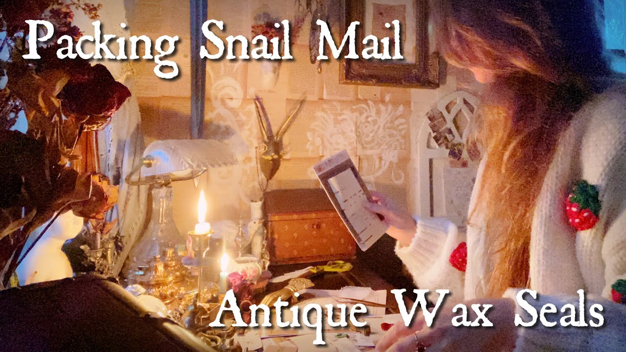 Vintage Stamp and Wax Seal on Ribbon 🎀 Packing Snail Mail | ASMR No Talking | Quiet Vlog