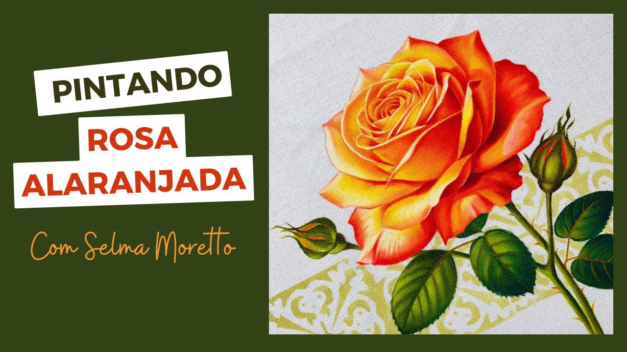 PINTANDO ROSA ALARANJADA REALISTA EM TECIDO