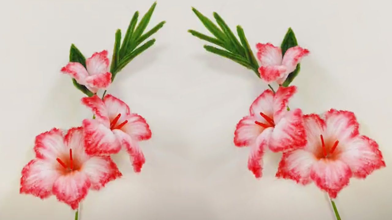 🌺 How to make Flower with pipe cleaners | Pipe Cleaner Craft | Gladiolus Pipe Cleaner Flower
