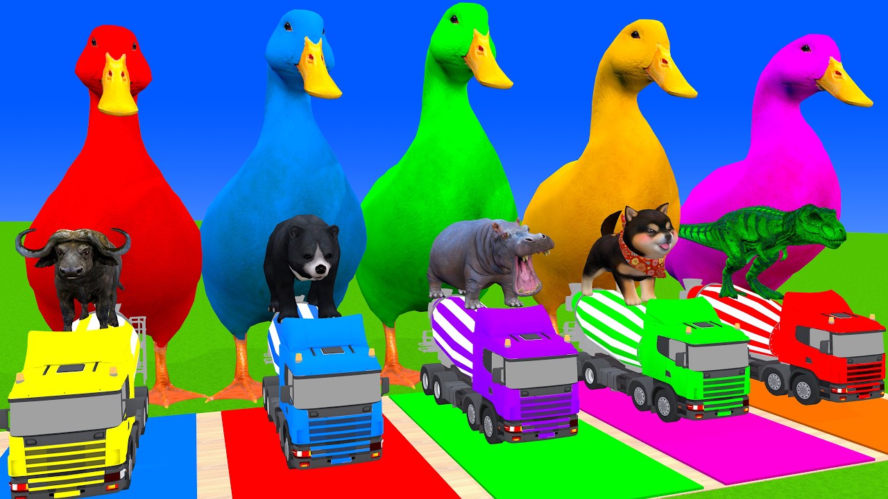 Long Slide Game With Cow Elephant Gorilla Hippopotamus Tiger 3d Animal Game Funny 3d Animals