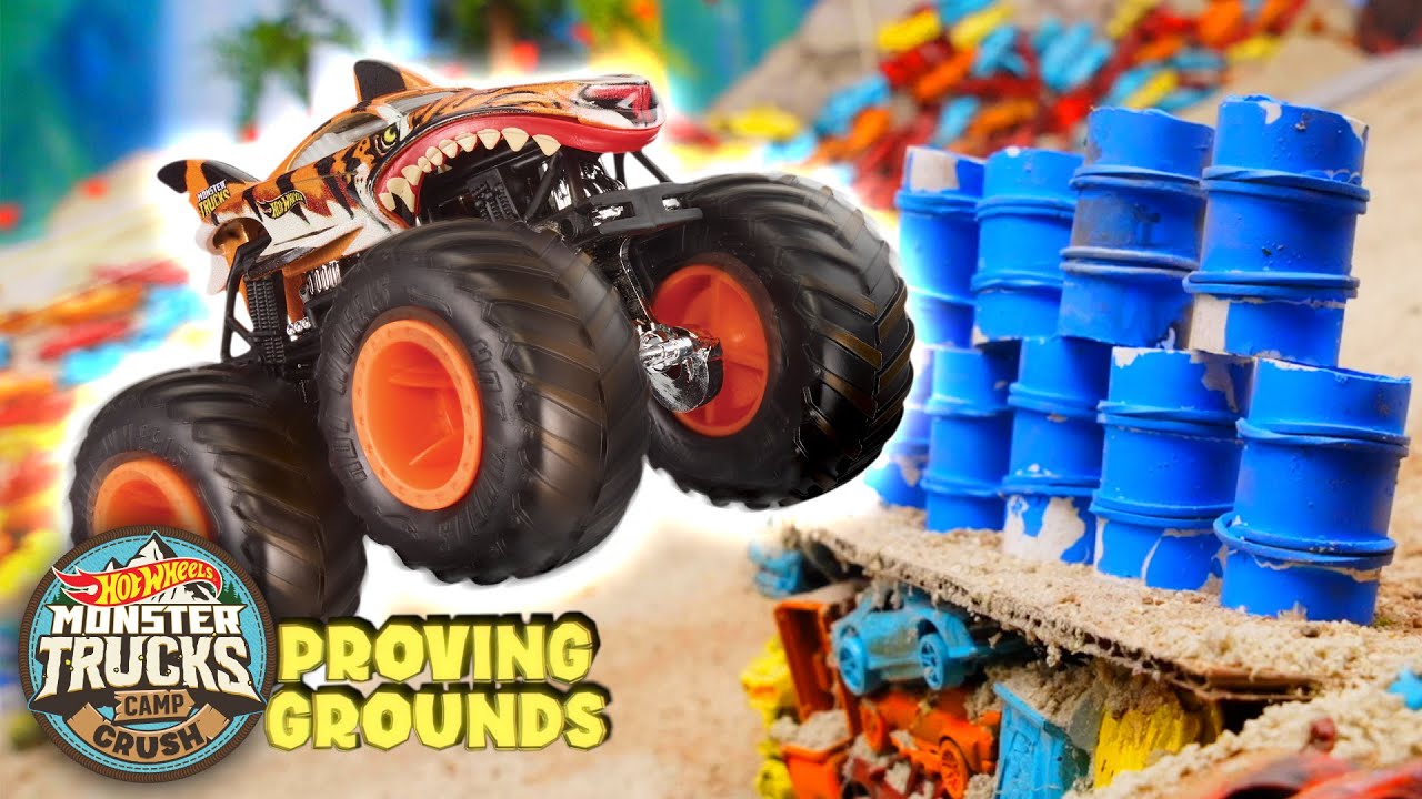 MONSTER TRUCK Proving Grounds FULL EPISODES 1-4 🦖🦕😱💥 | Hot Wheels