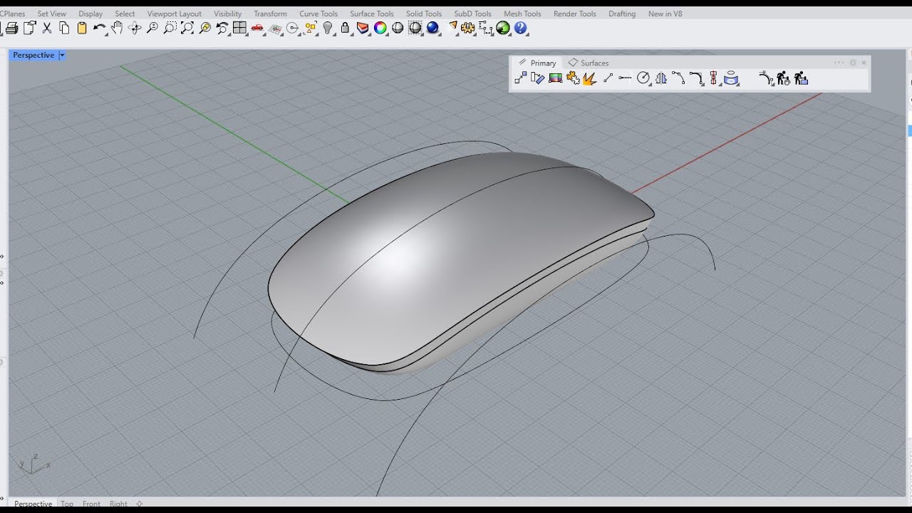 Make it in Rhino 8  21.0 - Model the Magic mouse using very few tools - part 1
