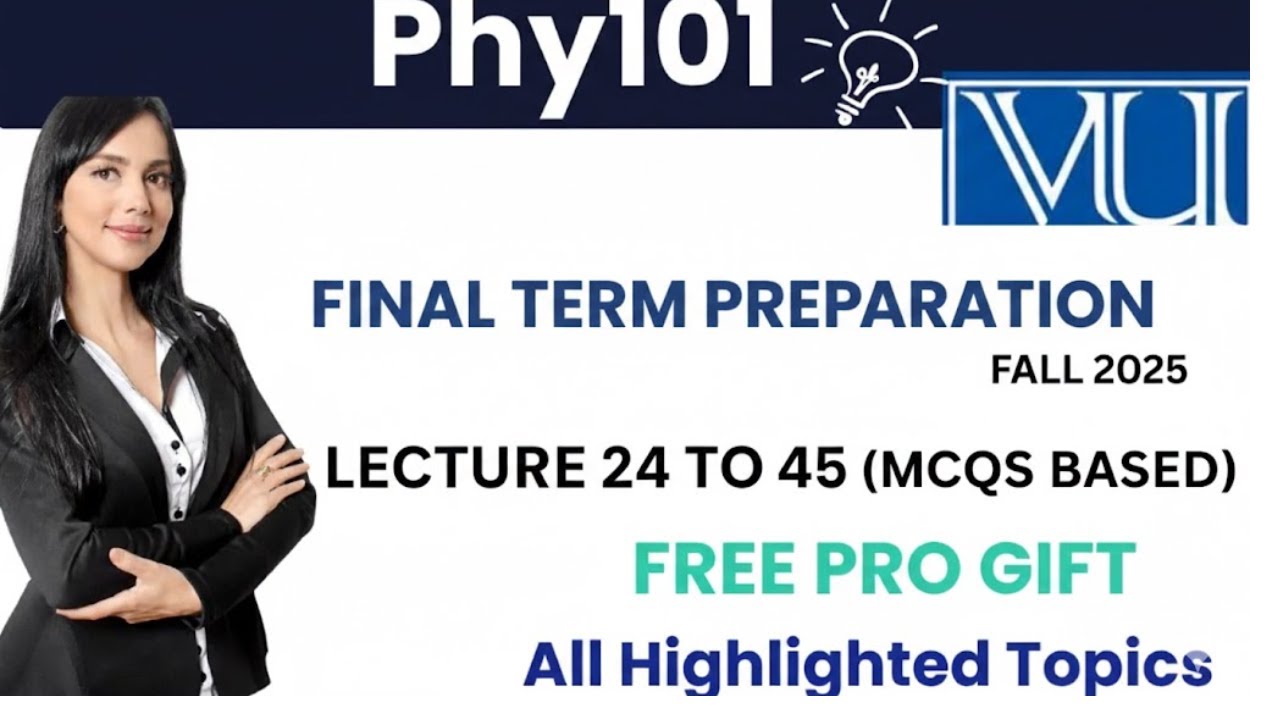 PHY101 Final Term Preparation 2026| Lec 24-45| Physics | All VIP MCQs | Paper pattern PRO Free gift