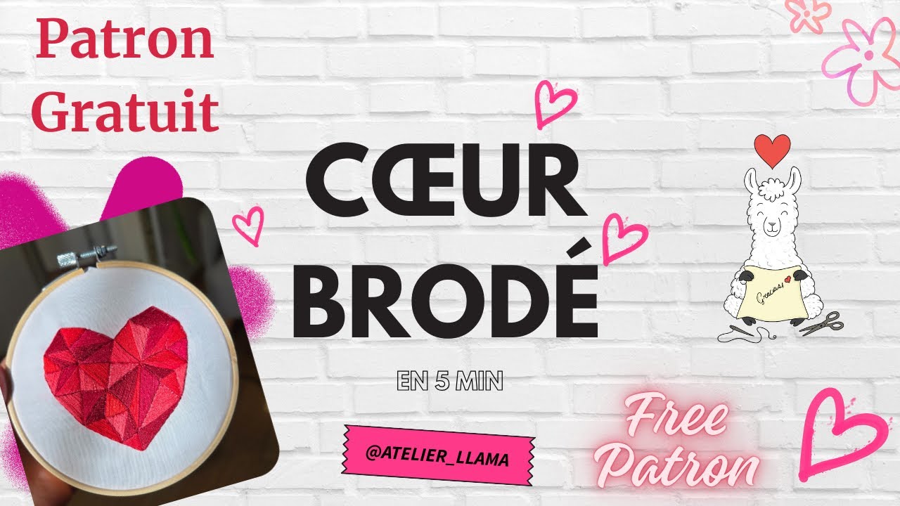 💖 Cœur Brodé en 5 Minutes – Patron Facile à Broder ! #embroidery #bordado #broderie