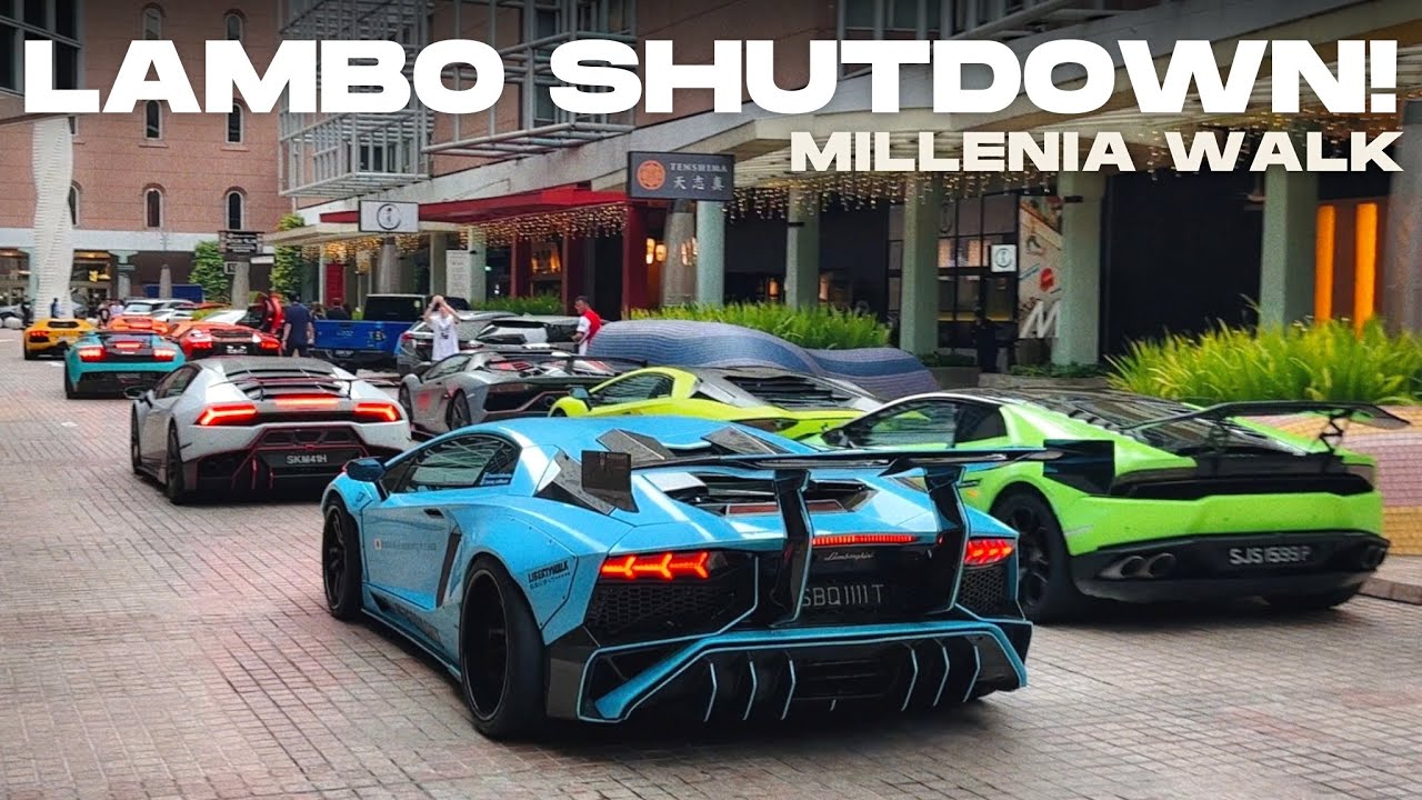 REVVING Lambos Block Traffic at Millenia Walk! Lamborghinis Celebrate Punggol Road Opening Singapore