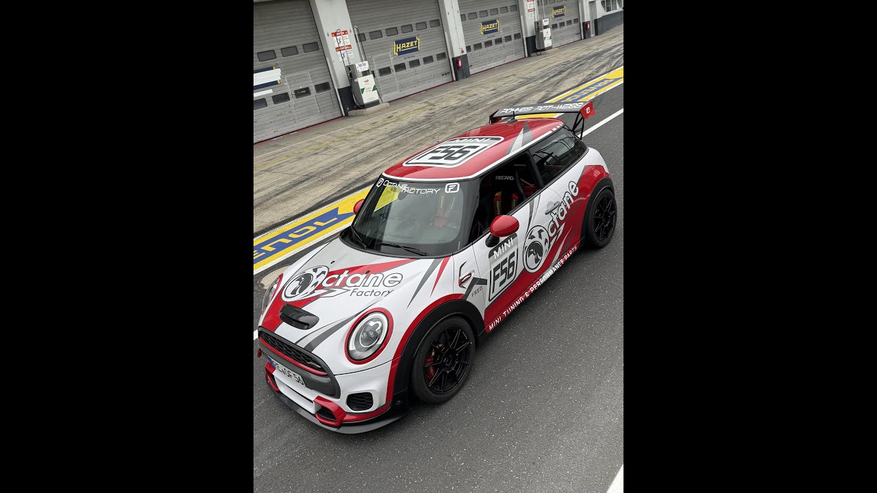 MINI F56 JCW Clubsport chasing MINI GP3 on Nürburgring GP RaceTrack