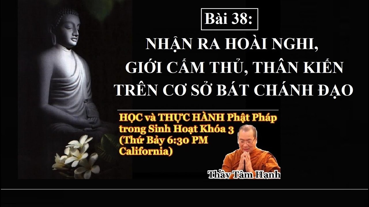 Bài 38 - Nhận ra hoài nghi, giới cấm thủ, thân kiến trên cơ sở Bát Chánh Đạo (10/09/2022).