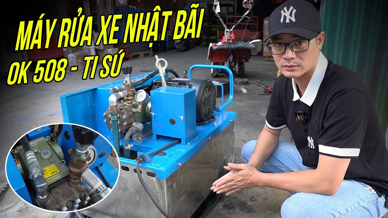 Máy Rửa Xe Nhật Bản OK508 Piston Sứ 5HP Cực Khỏe Có Thùng Chứa Nước INOX