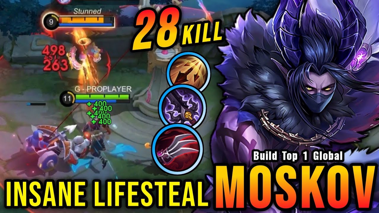 28 Kills!! Moskov LifeSteal Build 100% Killing Machine!! - Build Top 1 Global Moskov ~ MLBB