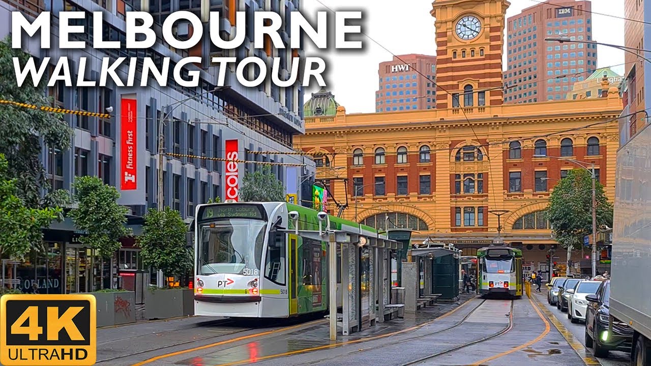 Melbourne City Walking Tour After Heavy Rain - From Queens Bridge to Swanston Street | 4K Video