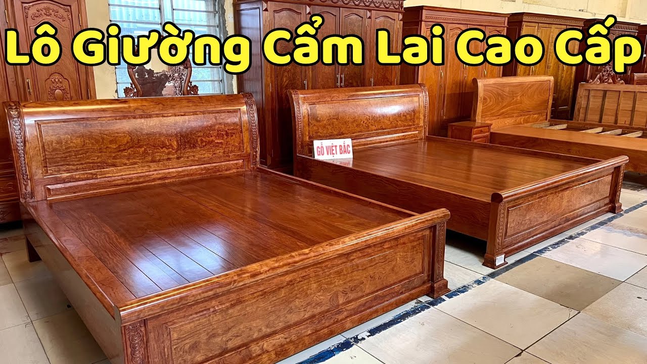 Lô Giường Ngủ Cao Cấp Gỗ Cẩm Lai Mới Nhất tại Gỗ Việt Bắc| GTB313 GTB316 GTB311